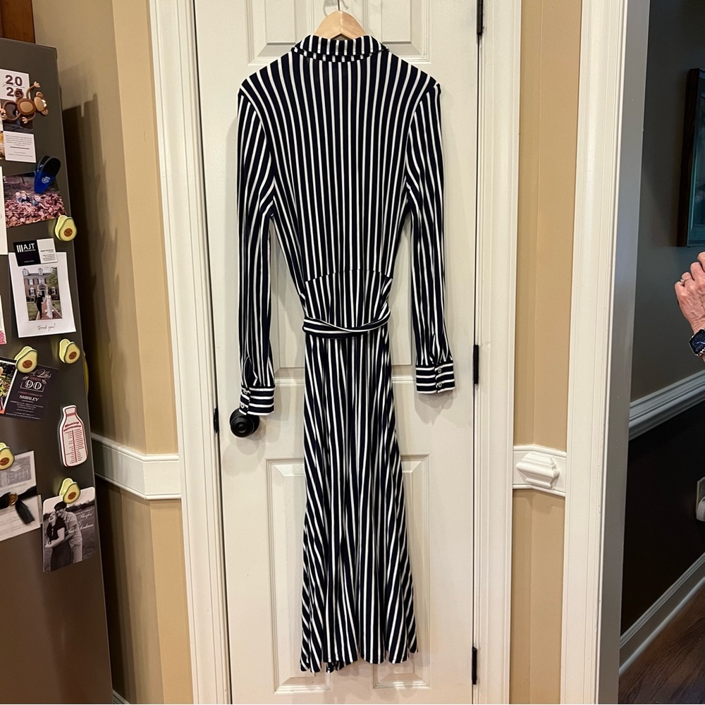 NEW Boden Marcia Dress Women 10 Long Jersey Shirtdress Striped Tie Belt Nautical - Picture 6 of 8
